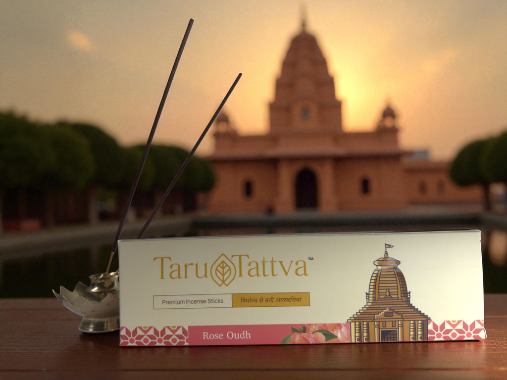 75+ Minute Burn Time Sacred Floral Rose Oudh Incense Sticks | Pack of 45 | 100% Charcoal-Free | Upcycled Temple Flowers Agarbatti for Pooja, Meditation & Home Fragrance